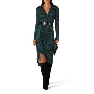 R-14. Atlein Green Snake Print Dress